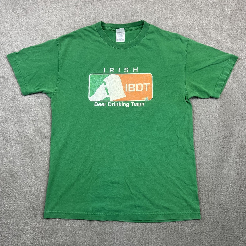AAA Irish Beer Drinking Team T-Shirt Mens L Green Graphic IBDT St Patricks Day